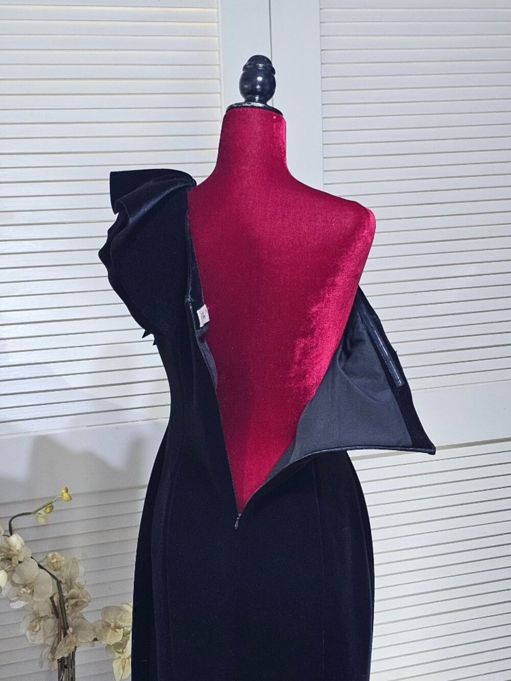 Eliza J Womens Black Velvet One-Shoulder Ruffle Detail Cocktail Dress Sz 10 2810 - Picture 11 of 15